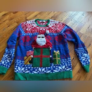 Jolly Sweateds Festive Santa Sweater‎ - Blue, Red, Green